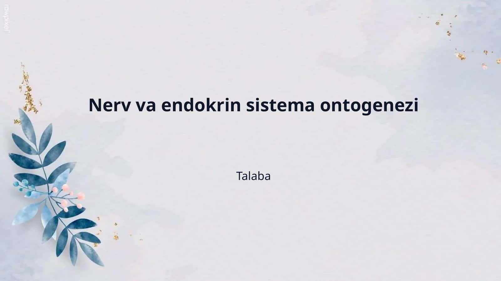 Nerv va endokrin sistema ontogenezi