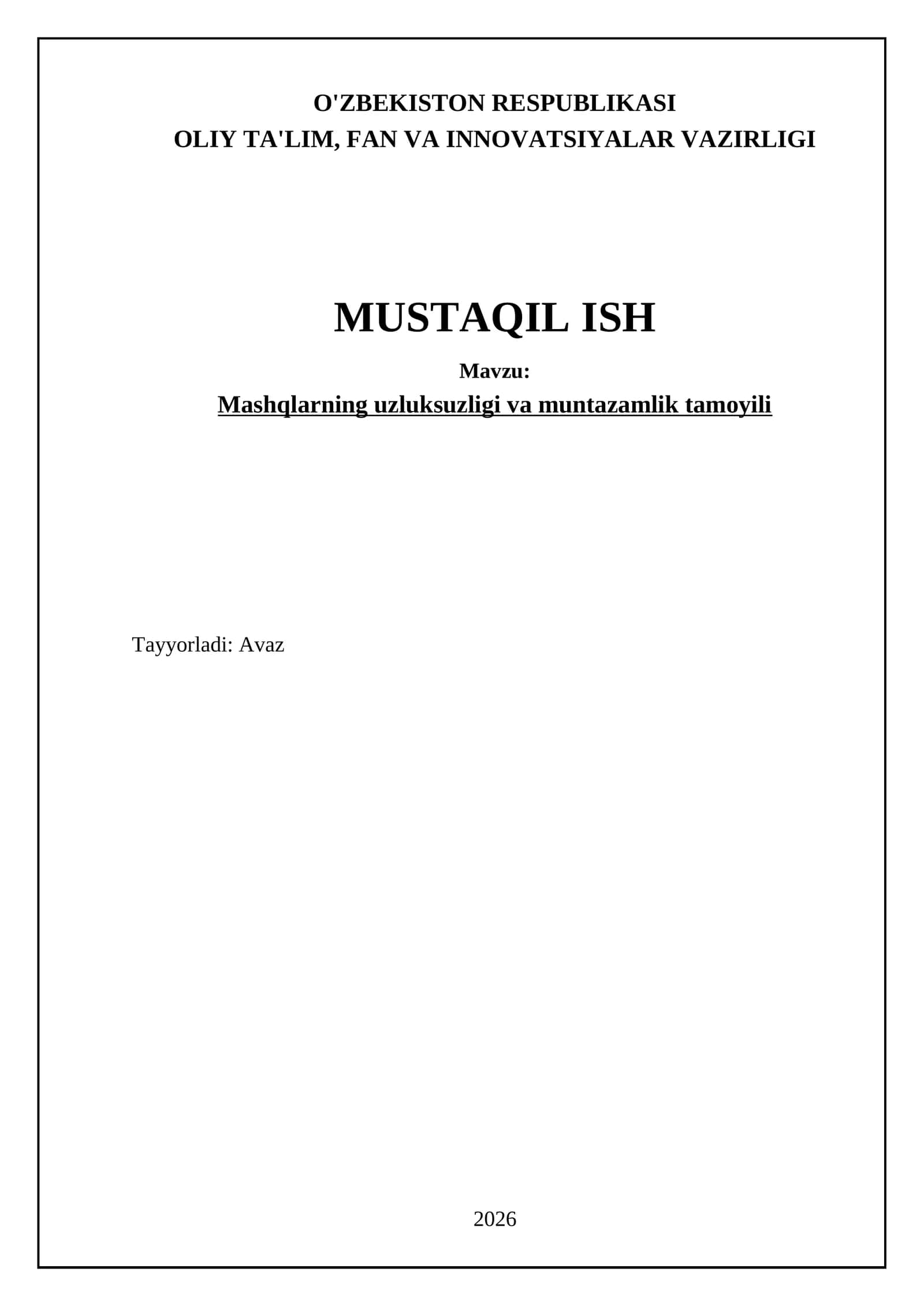 Mashqlarning uzluksuzligi va muntazamlik tamoyili