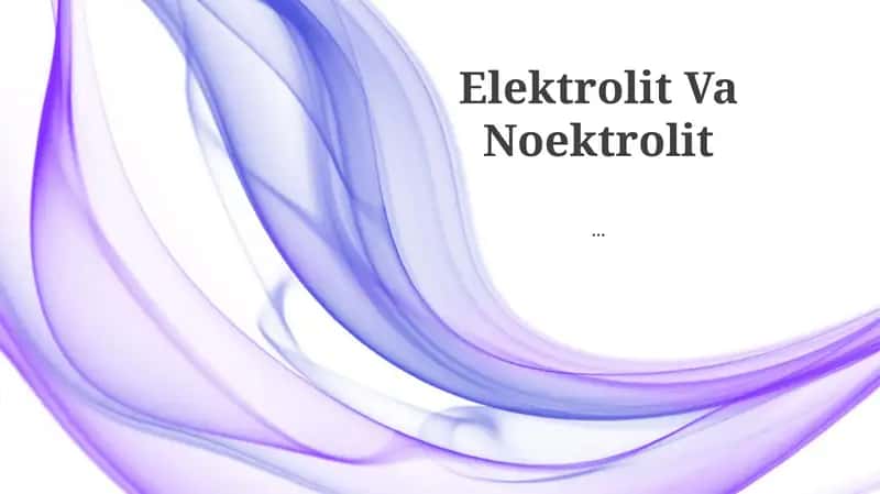Elektrolit Va Noektrolit