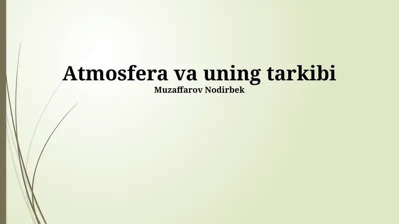 Atmosfera va uning tarkibi
