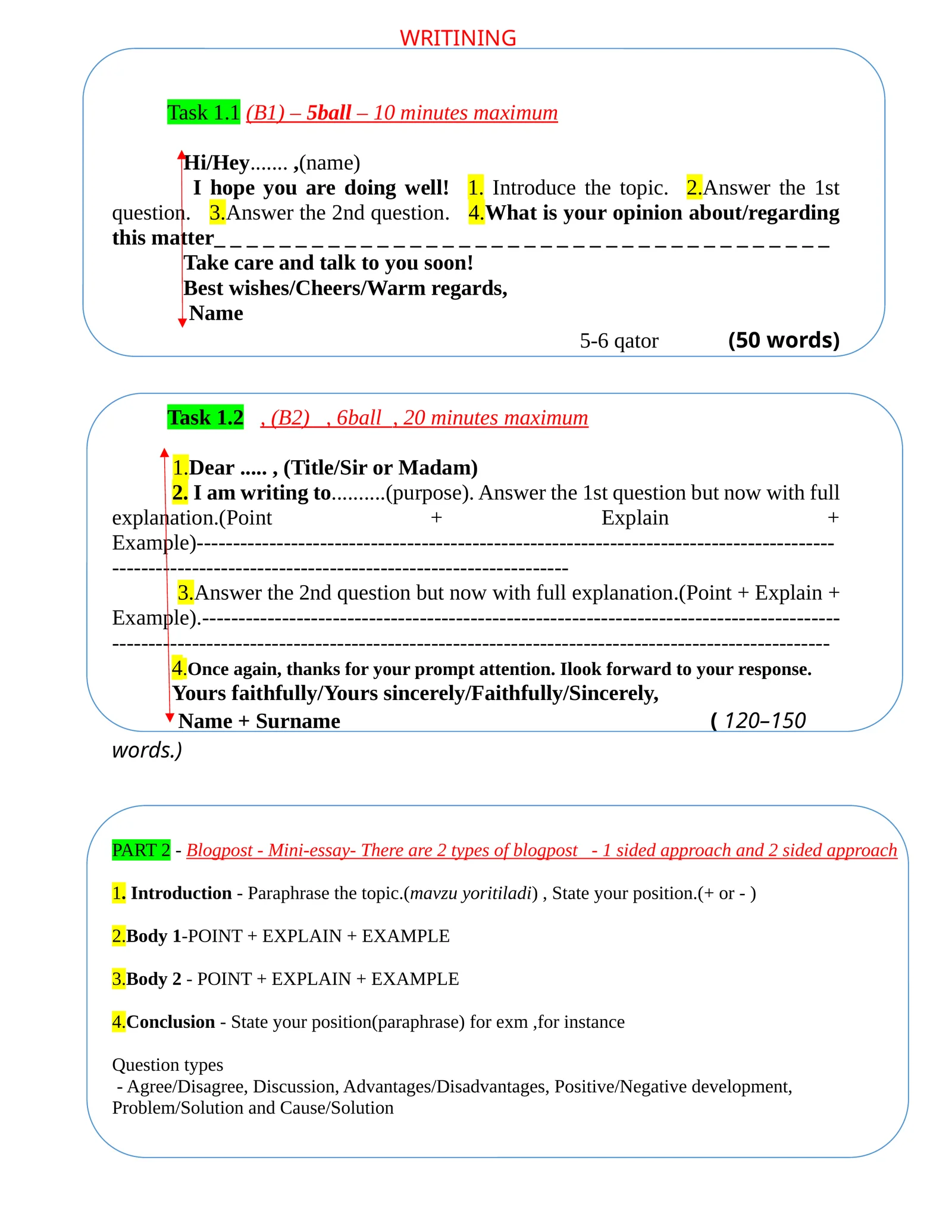 WRITINING huntings 2026 yozishda shablon va strukturalari