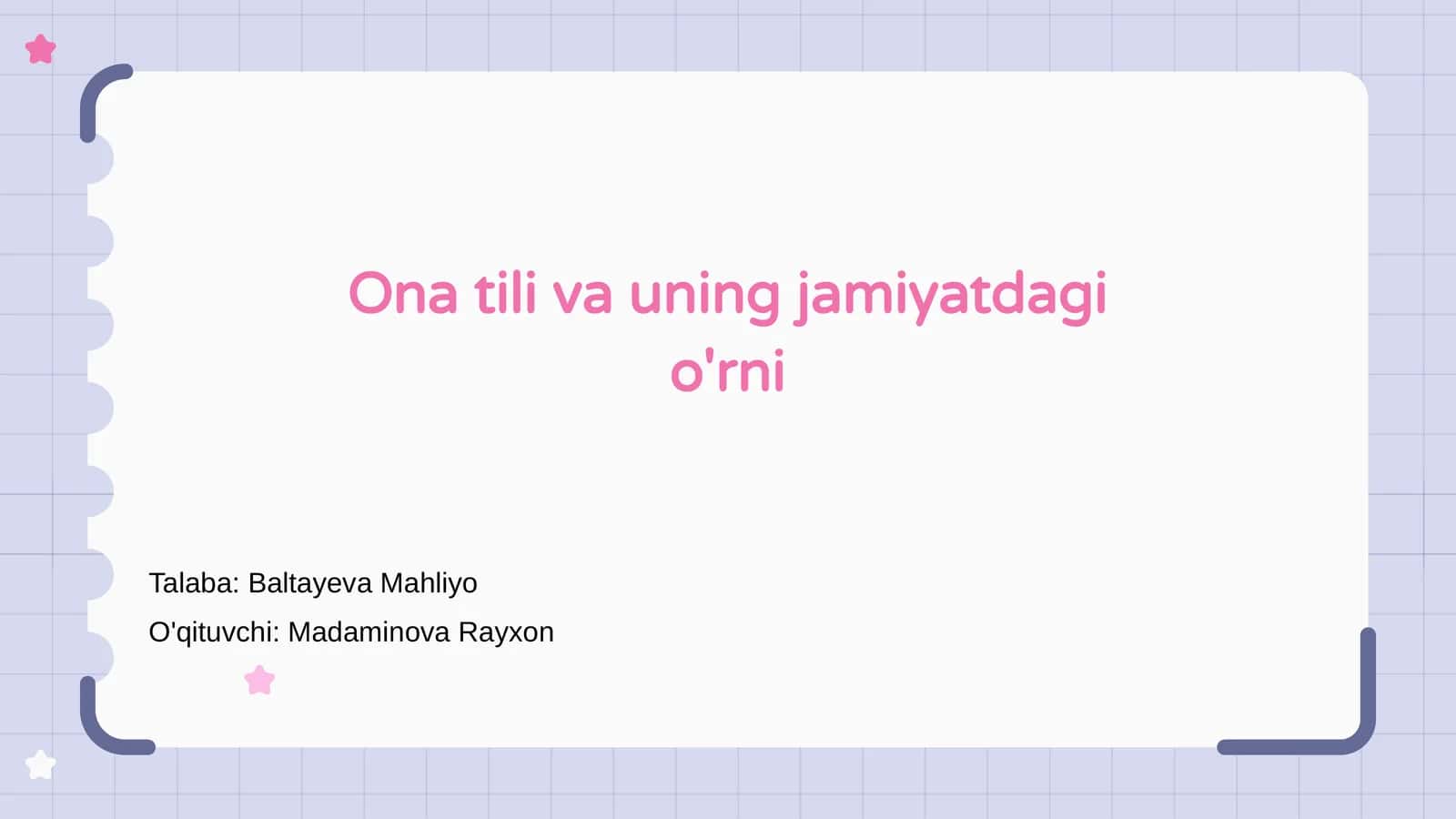 Ona tili va uning jamiyatdagi o'rni