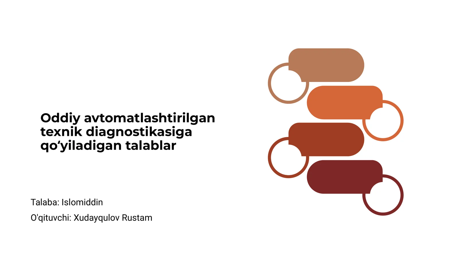 Oddiy avtomatlashtirilgan texnik diagnostikasiga qo‘yiladigan talablar