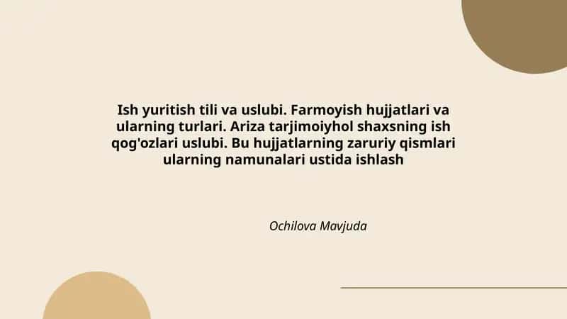 Ish yuritish tili va uslubi