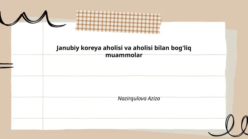 Janubiy Koreya Aholisi va Aholisi bilan Bog'liq Muammolar