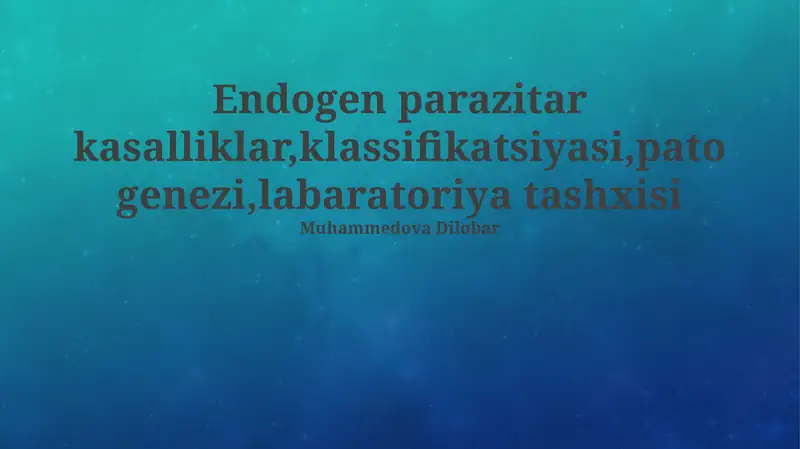 Endogen parazitar kasalliklar
