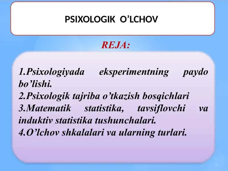 PSIXOLOGIK  O’LCHOV