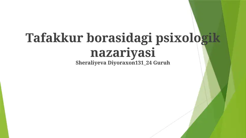 Tafakkur borasidagi psixologik nazariyasi