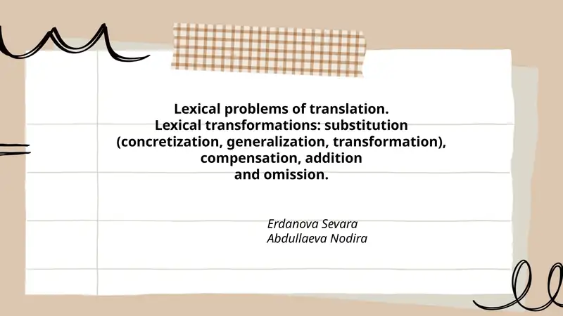 Lexical problems of translation