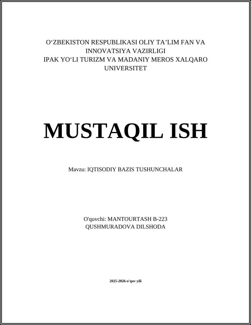 IQTISODIY BAZIS TUSHUNCHALAR