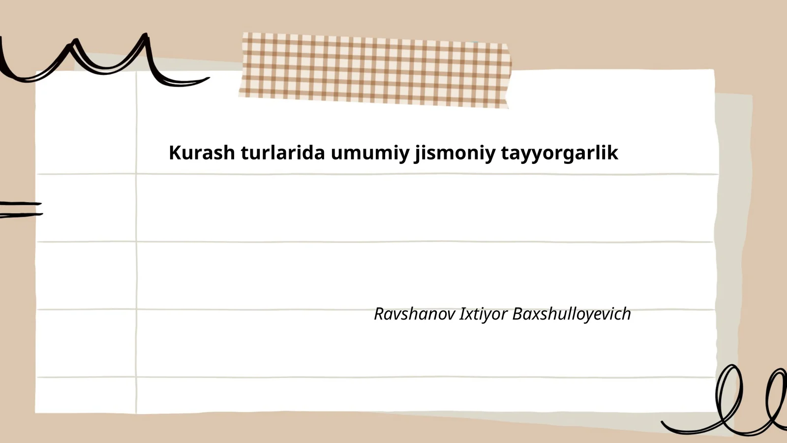 Kurash turlarida umumiy jismoniy tayyorgarlik