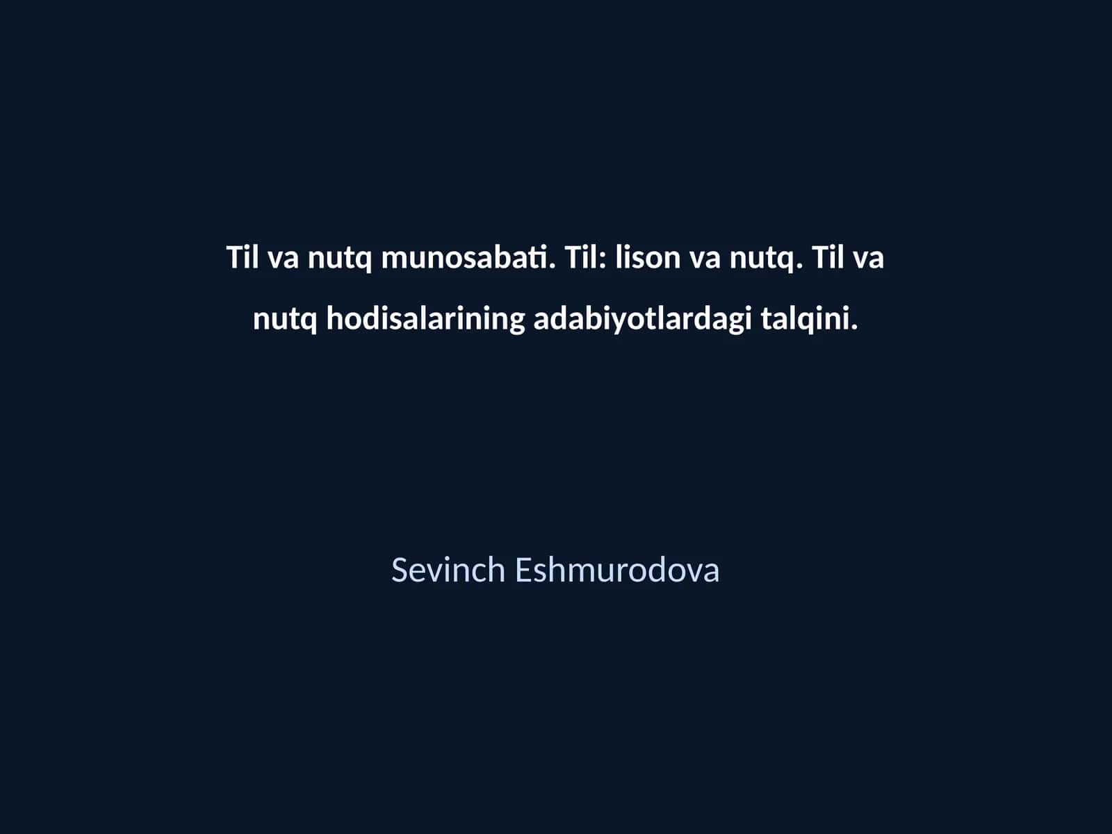 Til va nutq munosabati