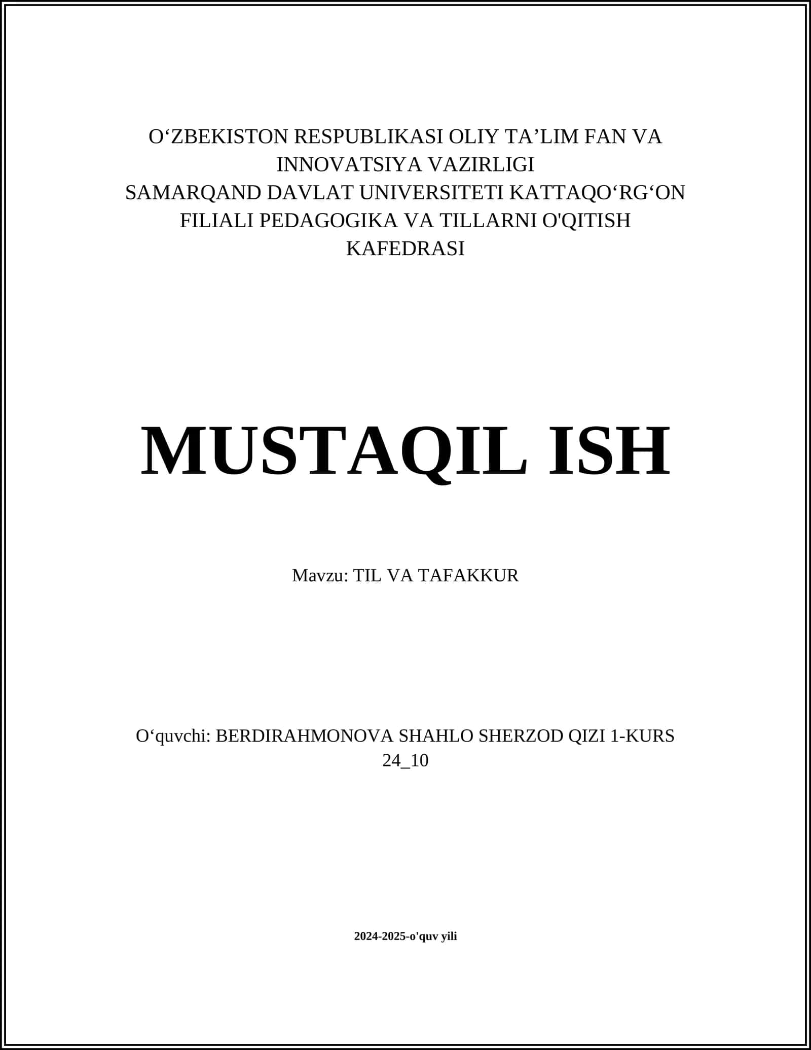 Tafakkurning mohiyati