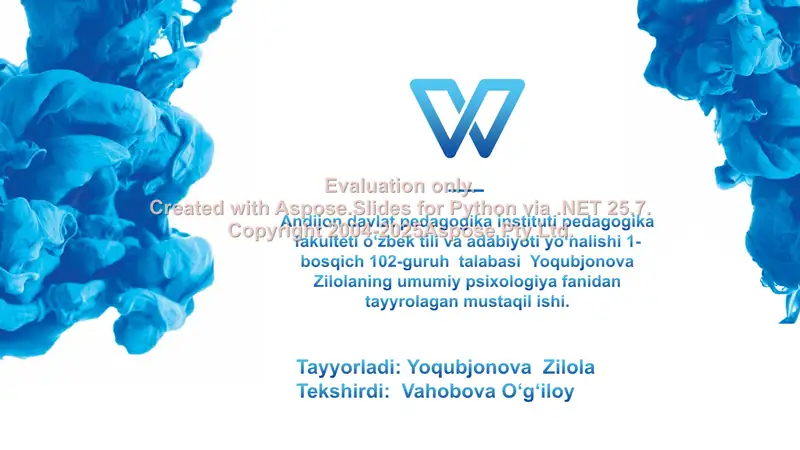 Psixologiya fanidan tayyrolagan mustaqil ish