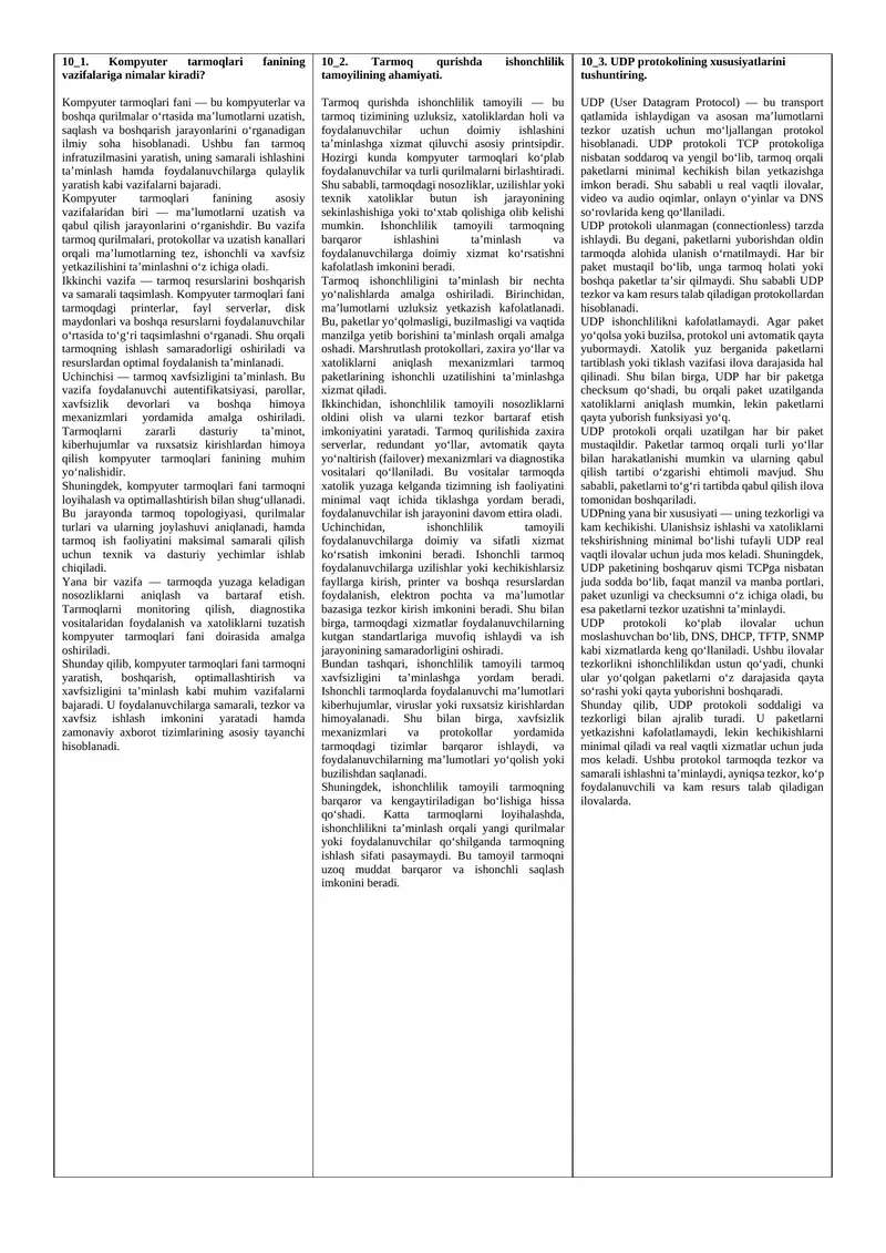 Kompyuter tarmoqlari fanining vazifalariga nimalar kiradi?