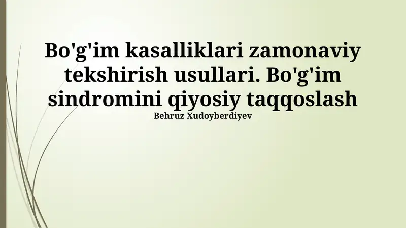 Bo'g'im kasalliklari zamonaviy tekshirish usullari