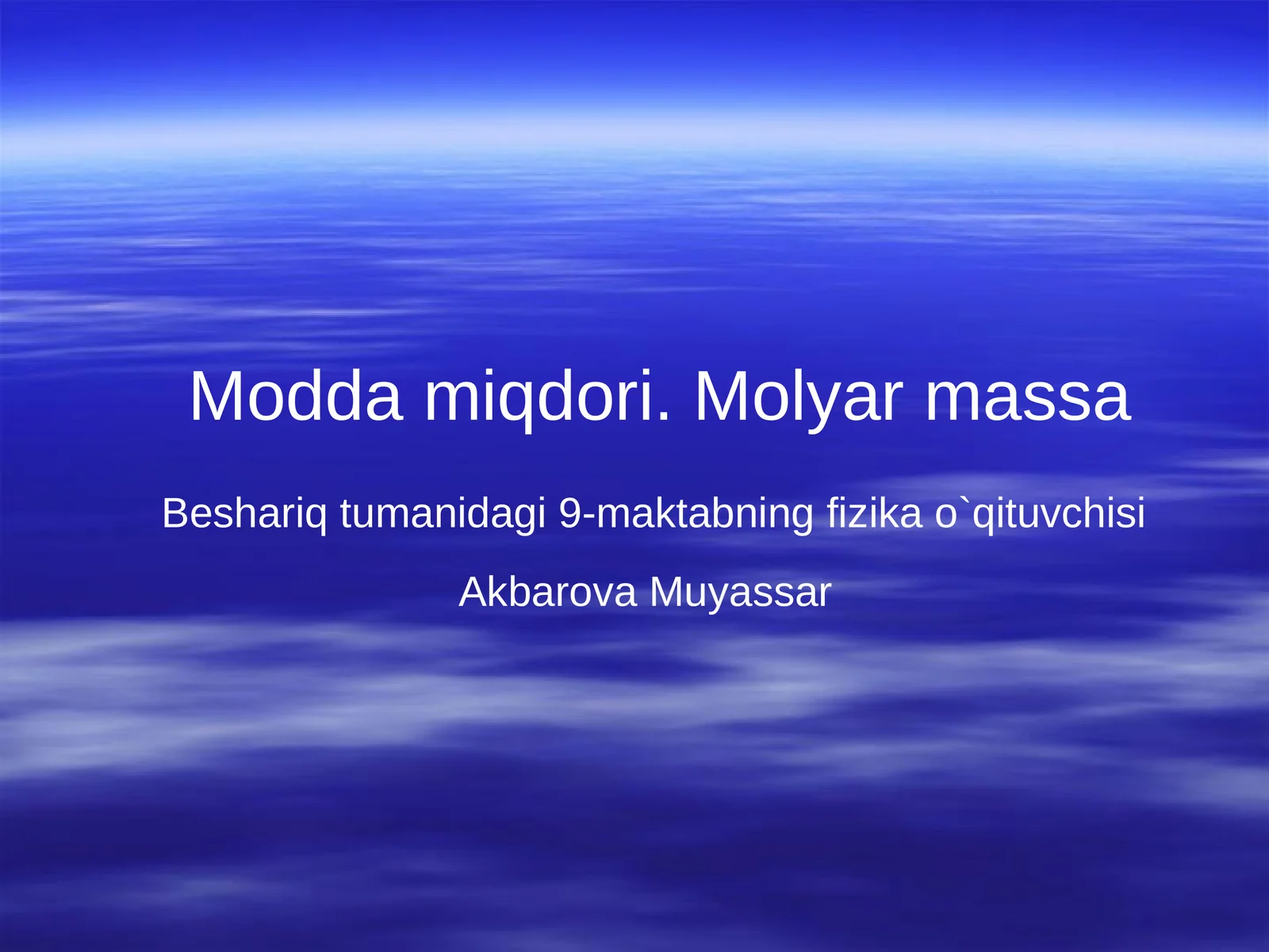 Beshariq tumanidagi 9-maktabning fizika o`qituvchisi