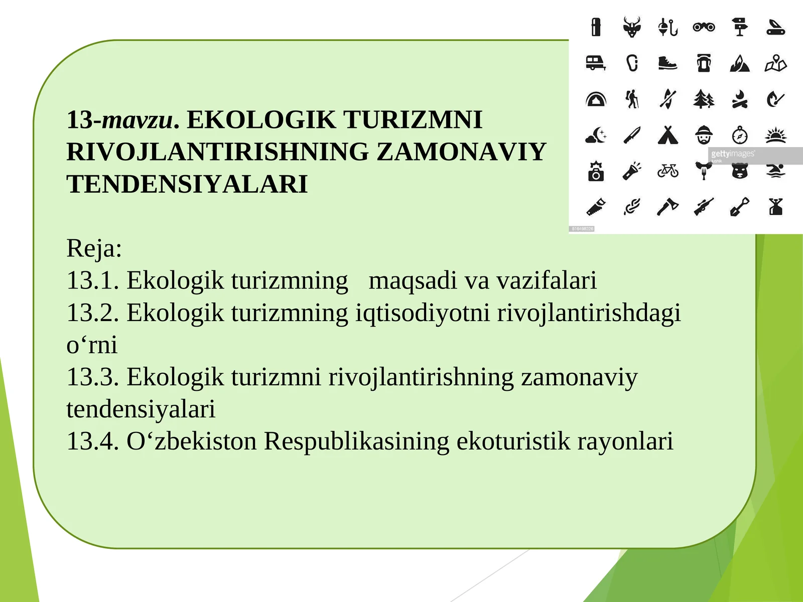 EKOLOGIK TURIZMNIRIVOJLANTIRISHNING ZAMONAVIY TENDENSIYALARI