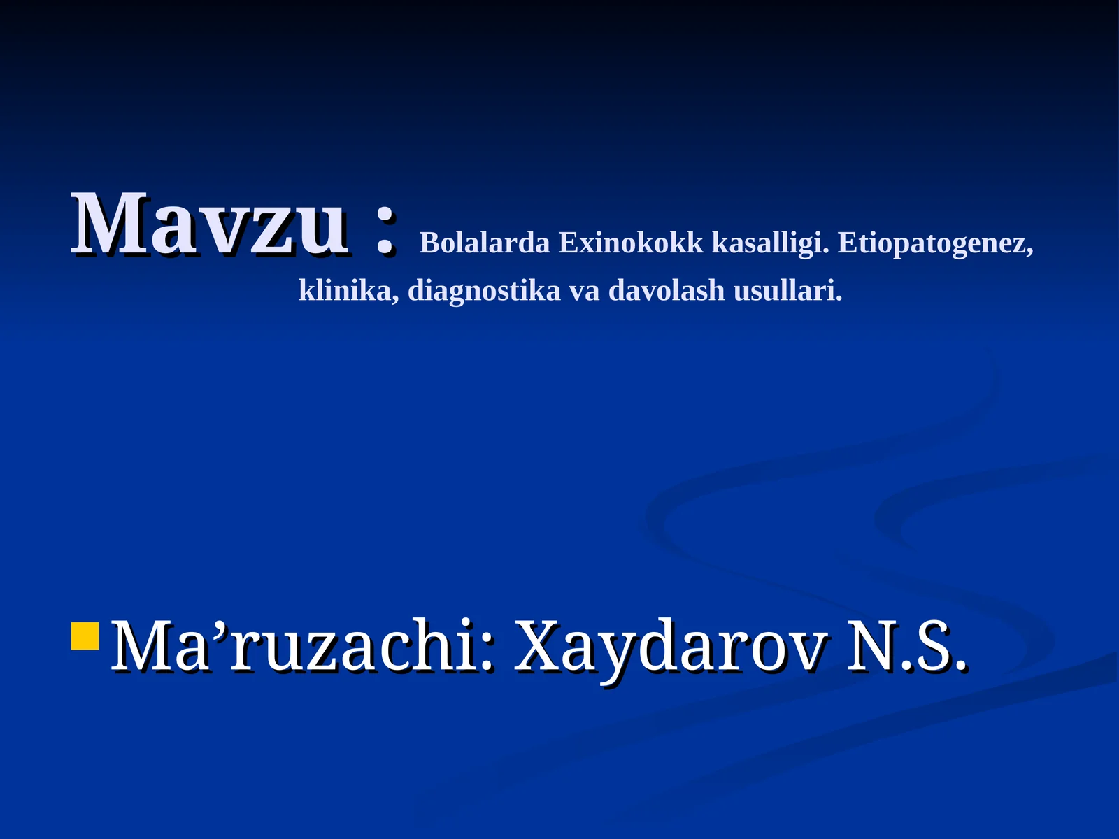 Bolalarda Exinokokk kasalligi. Etiopatogenez,klinika, diagnostika va davolash usullari