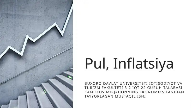 Buxoro Davlat Universiteti Iqtisodiyot va Turizm fakulteti 3-2 IQT-22 guruhi talabasi Kamolov Mirjahonning Ekonomika fanidan tayyorlagan mustaqilishi