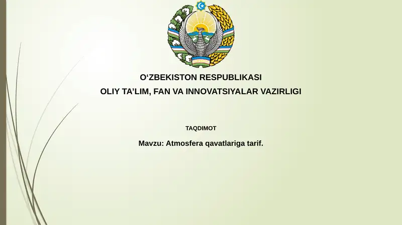 Atmosfera qavatlarining tuzilishi va xususiyatlari