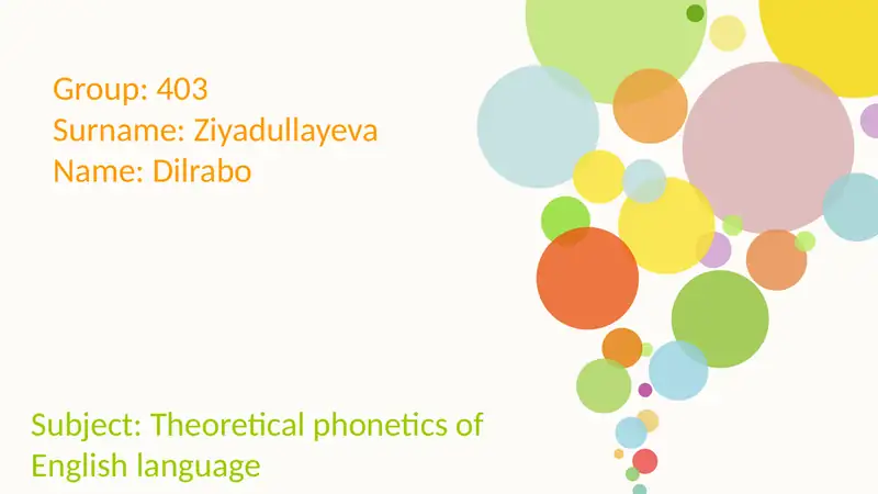 Theoretical Phonetics of English language