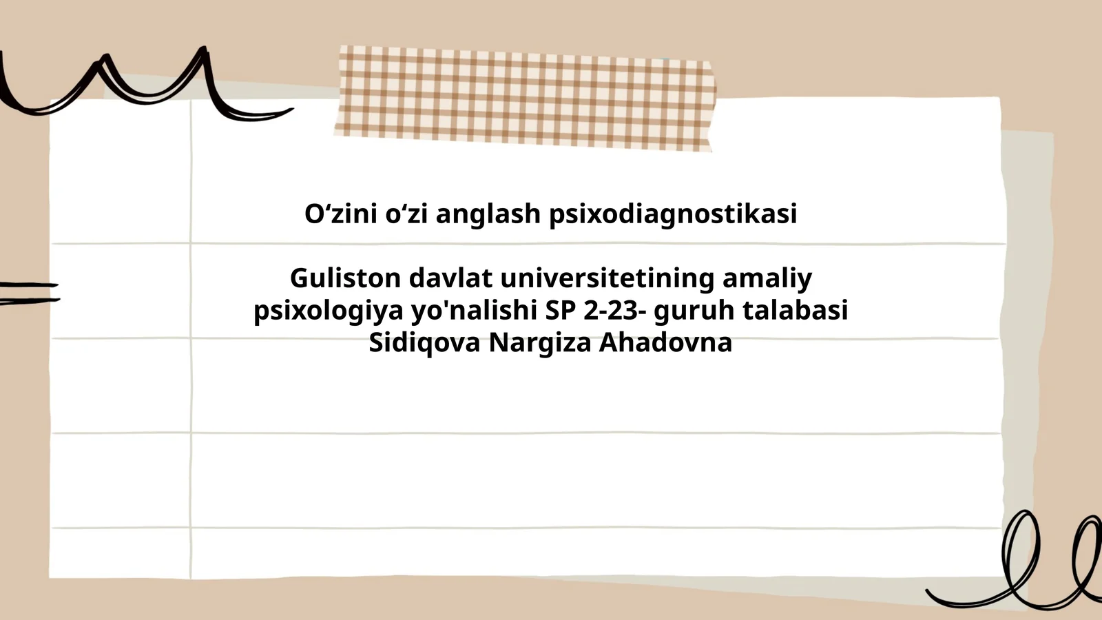 O'zini o'zi anglash psixodiagnostikasi