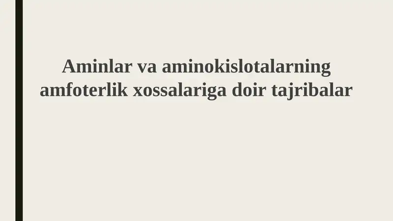 Aminlar va aminokislotalarning amfoterligi