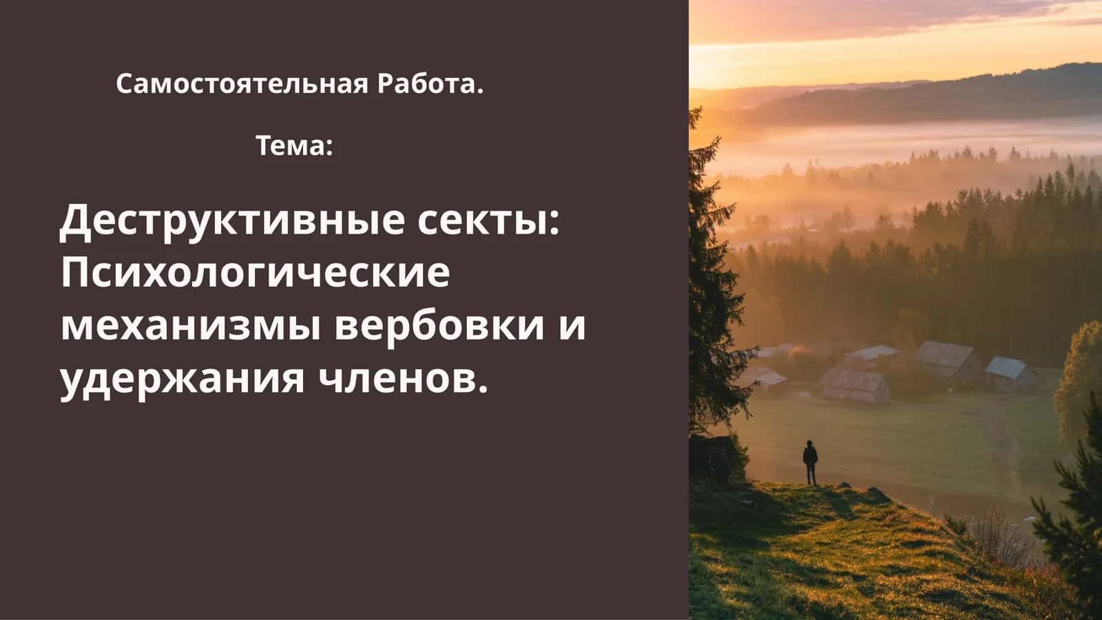 Деструктивные секты Психологические механизмы вербовки и удержания членов.
