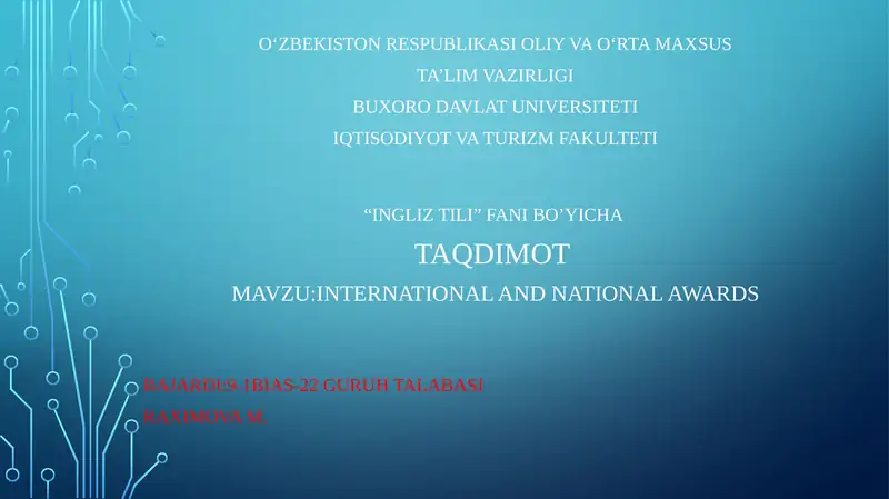 International and national awards