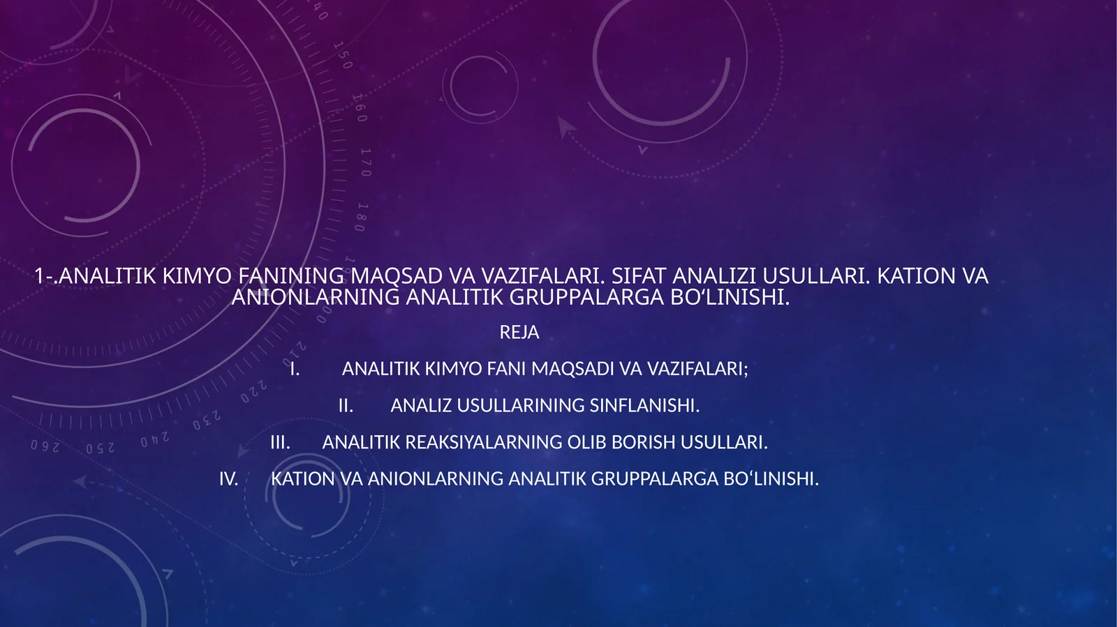 Analitik kimyo fani maqsadi va vazifalari