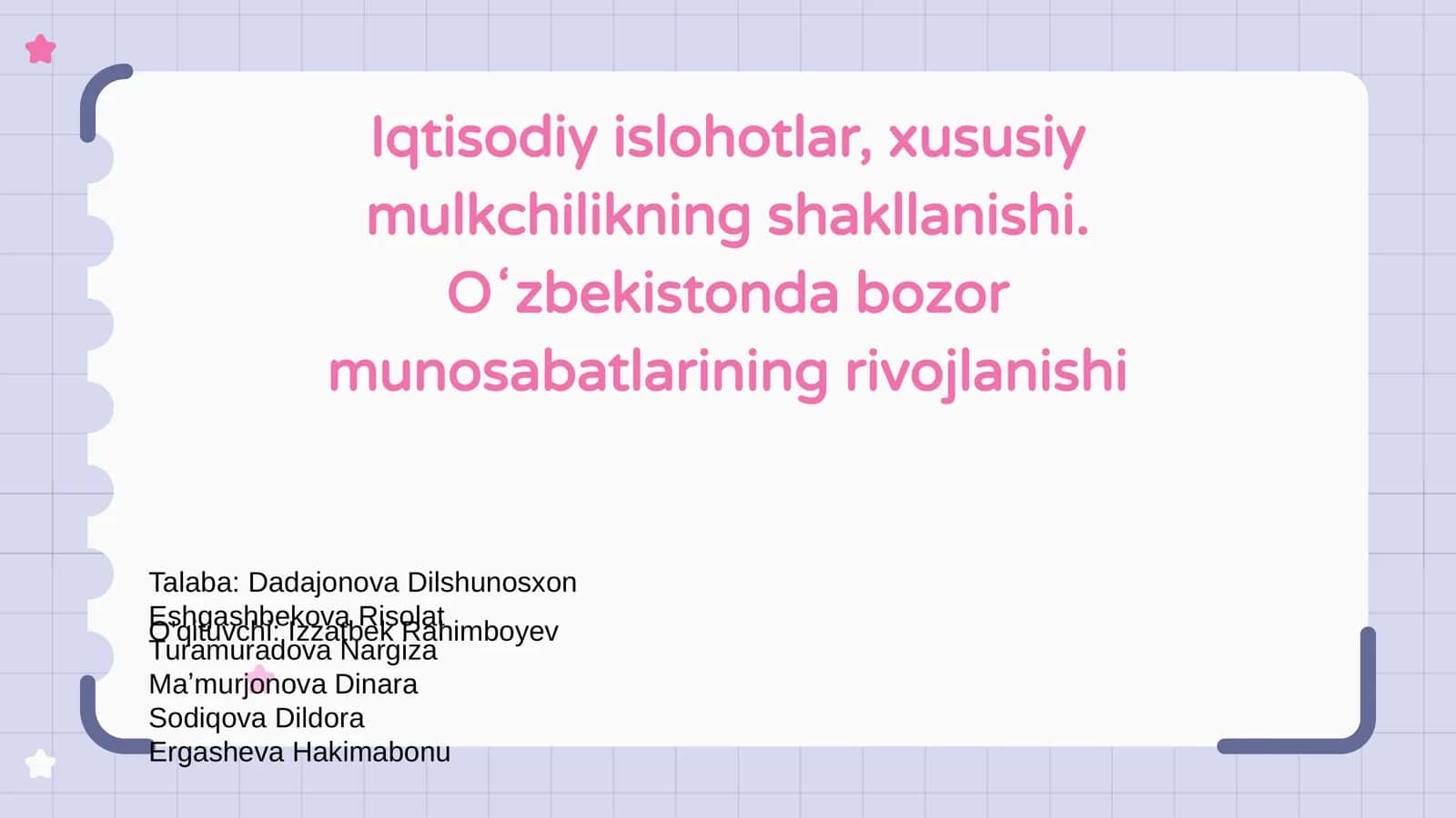 Iqtisodiy Islohotlar