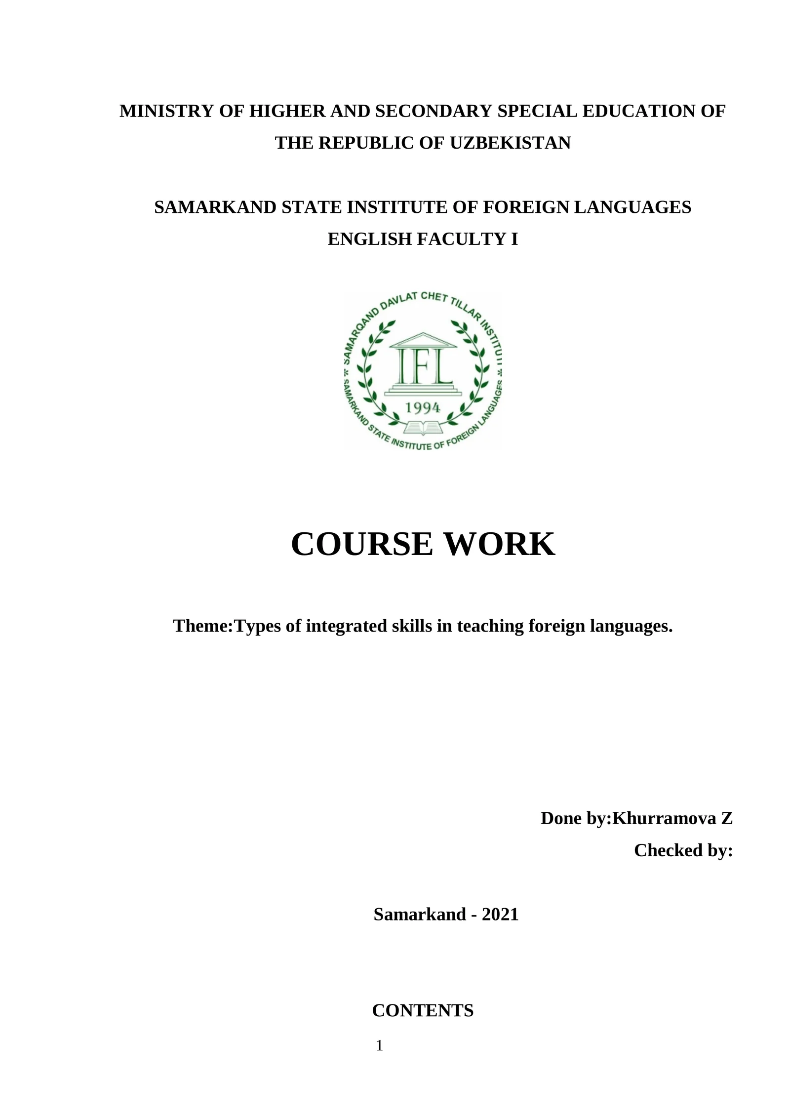 Types of integrated skills in teaching foreign languages