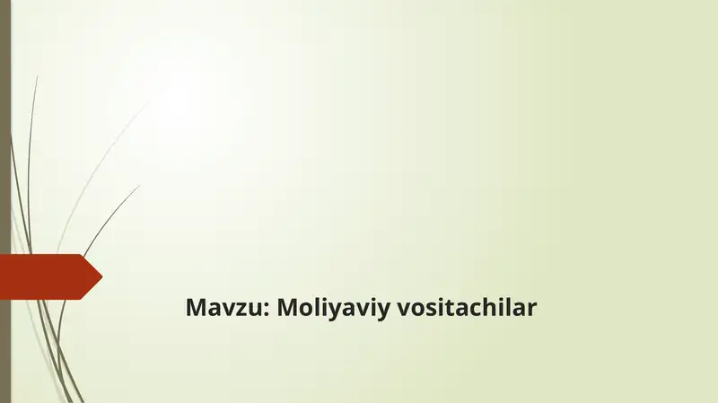 Moliyaviy vositachilar mavzusida taqdimot