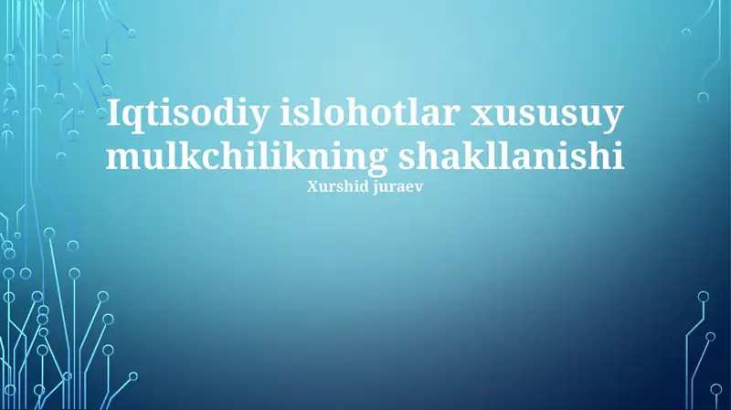 Iqtisodiy islohotlar va xususiy mulk shakllanishi