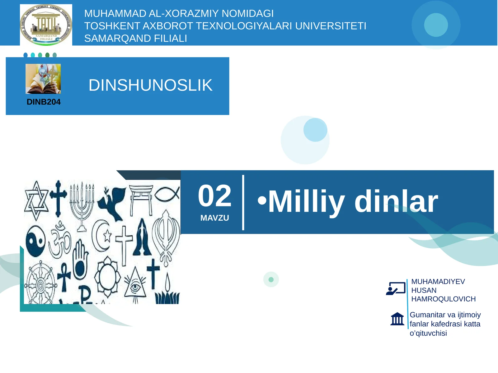 2-mavzu. Milliy dinlar