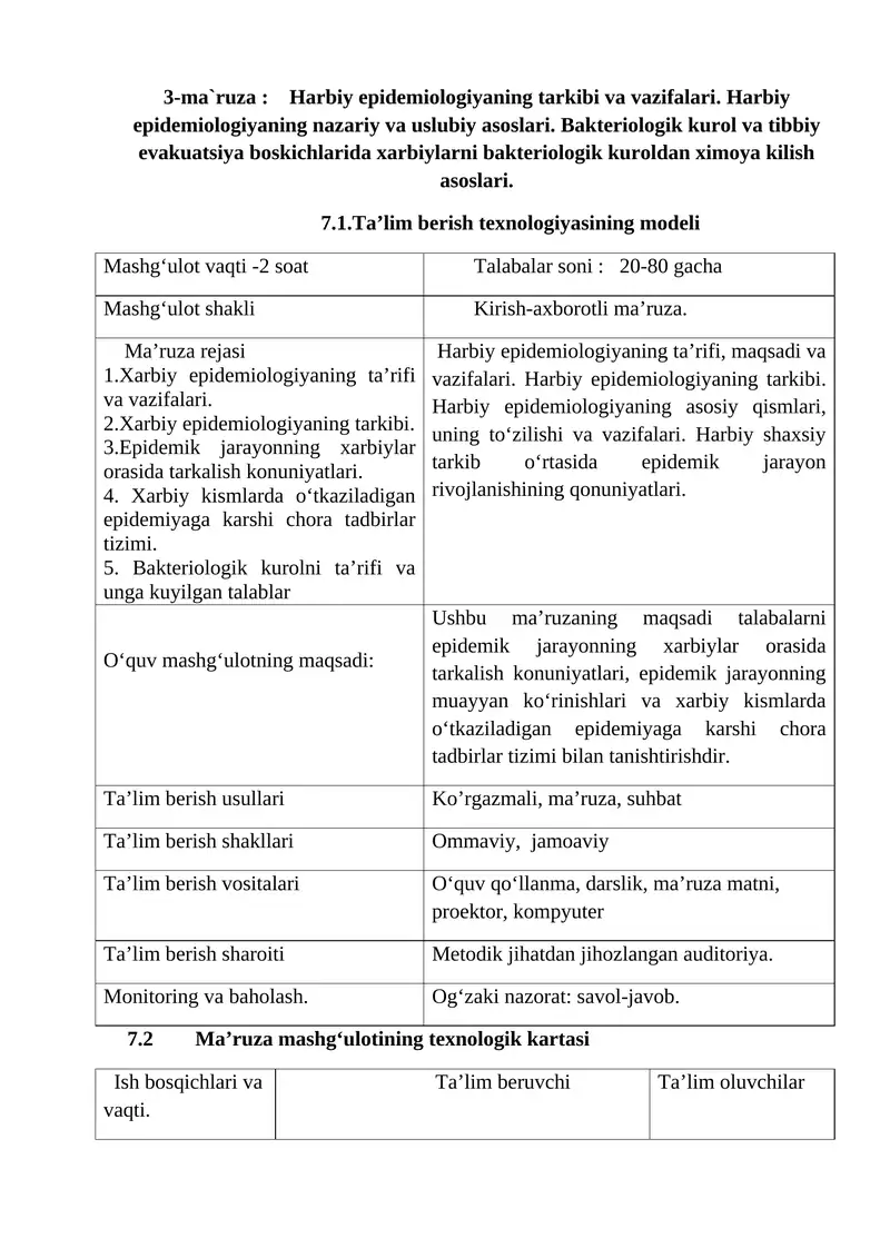 Harbiy epidemiologiyaning tarkibi va vazifalari