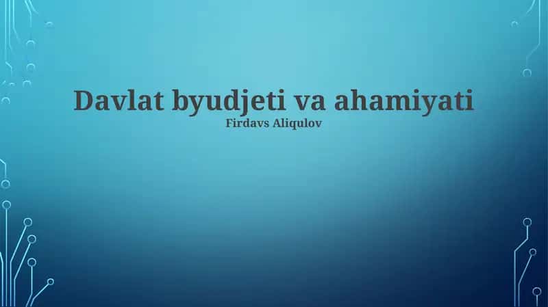 Davlat byudjeti va ahamiyati