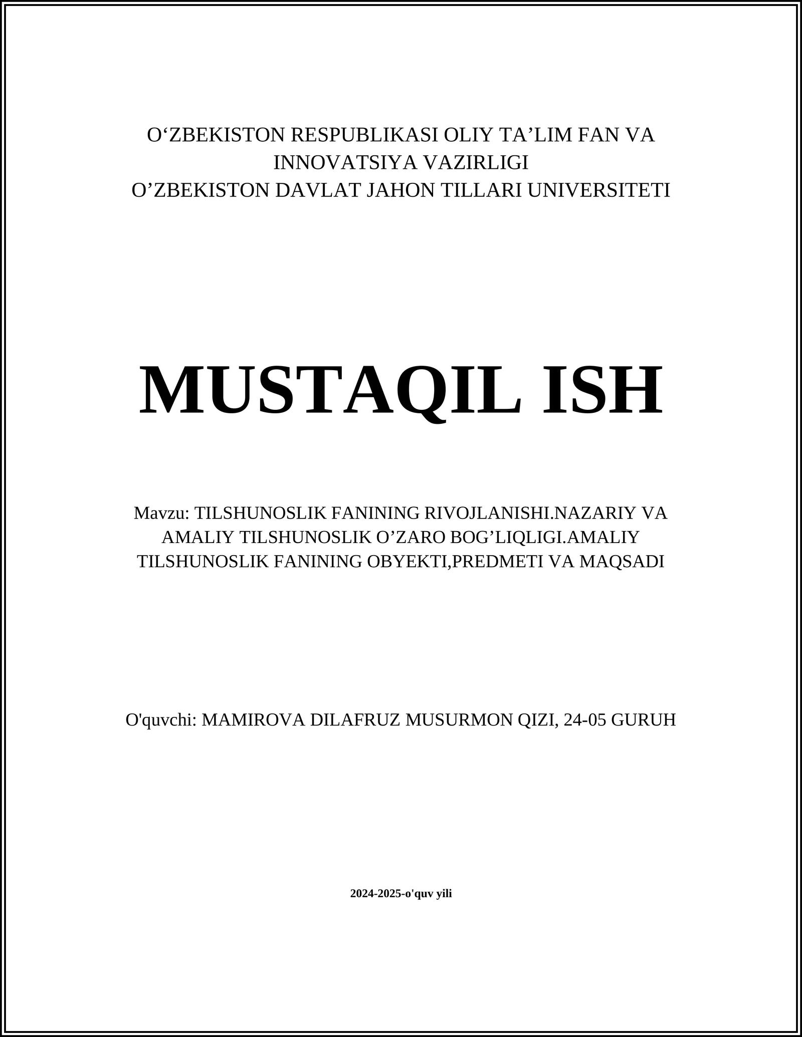 Tilshunoslik Fanining Rivojlanishi