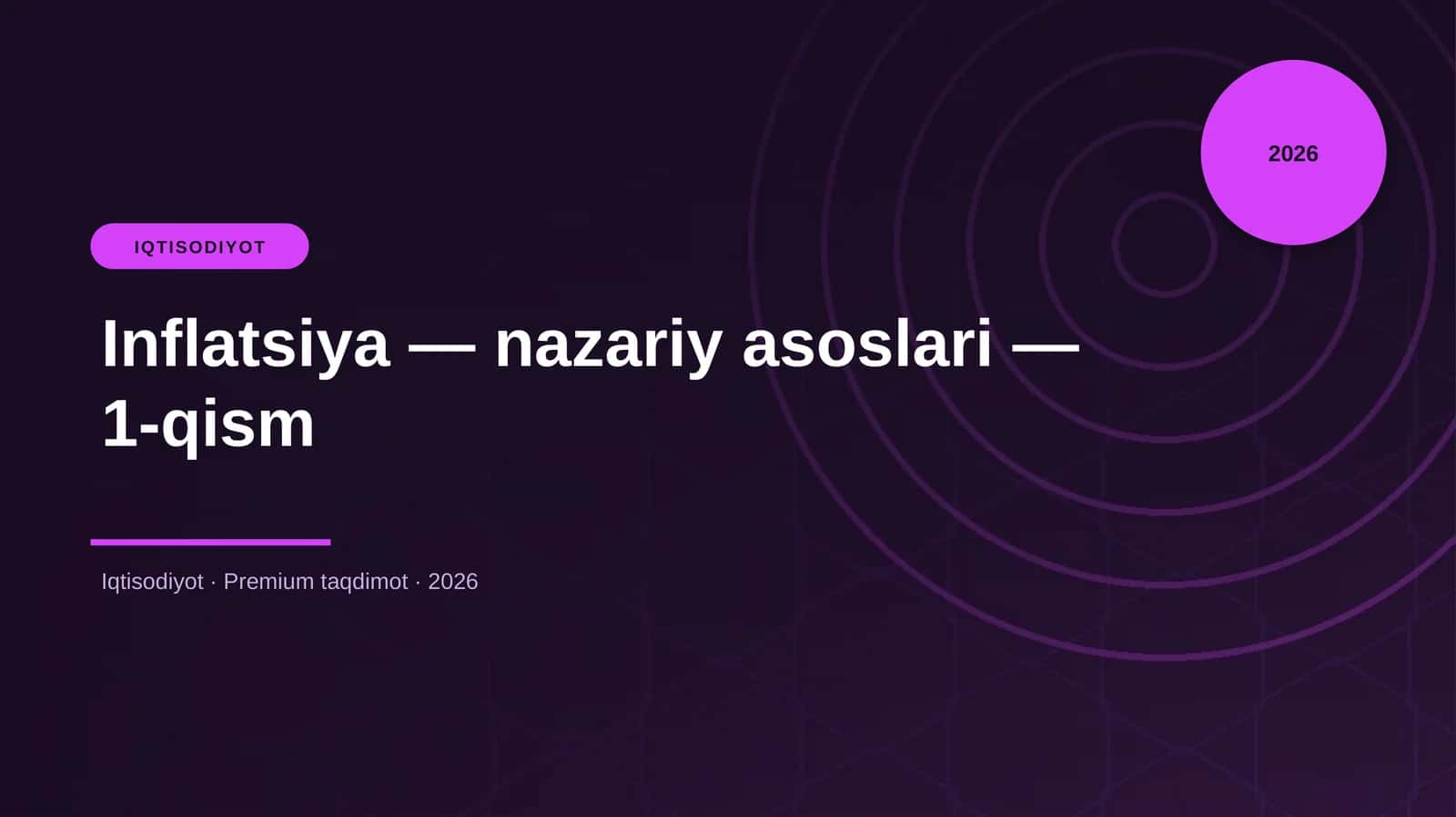 Inflatsiya — nazariy asoslari — 1-qism