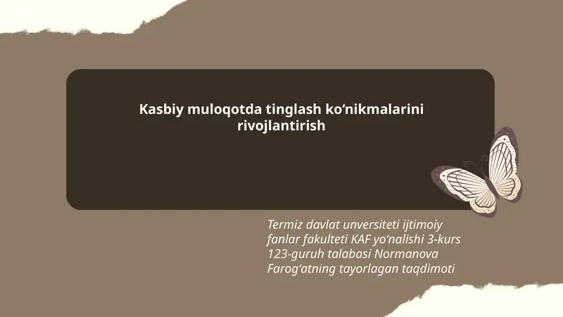 Normanova Farogʻatning taqdimoti