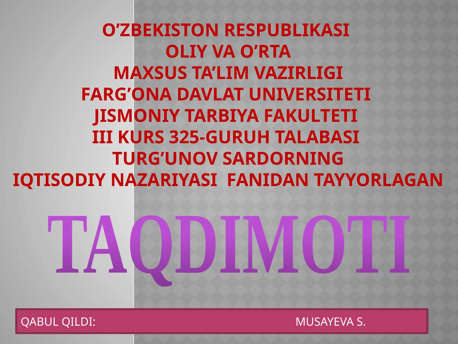 Bozor iqtisodiyotining mazmuni va amal qilishi