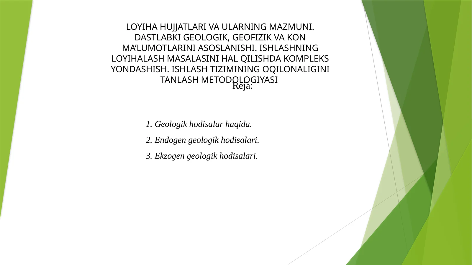 Geologik hodisalar haqida