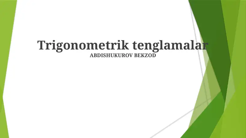 Trigonometrik Tenglamalar