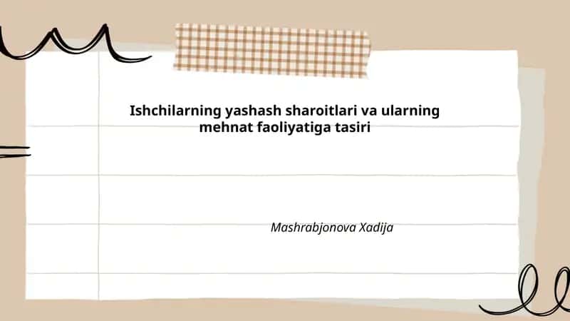 Uy-joy sharoiti va mehnat unumdorligiga ta'siri
