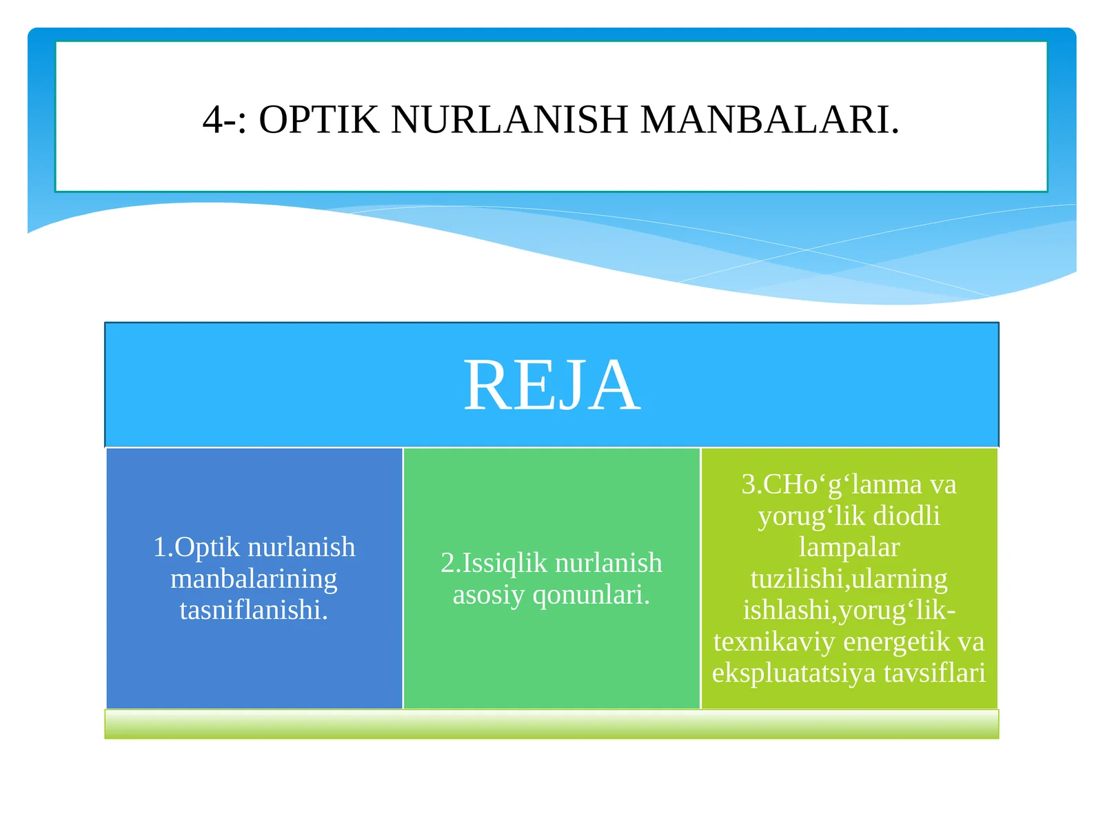 OPTIK NURLANISH MANBALARI