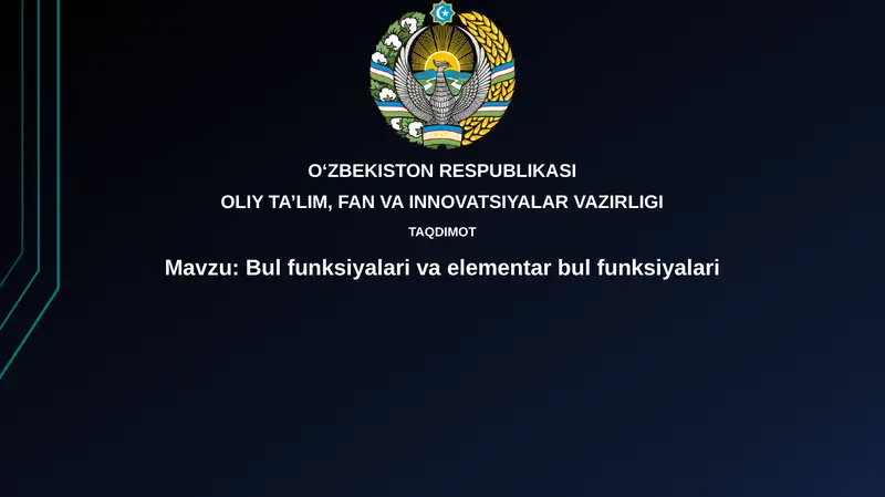 Boolean funksiyalari va elementar bulfunksiyalari
