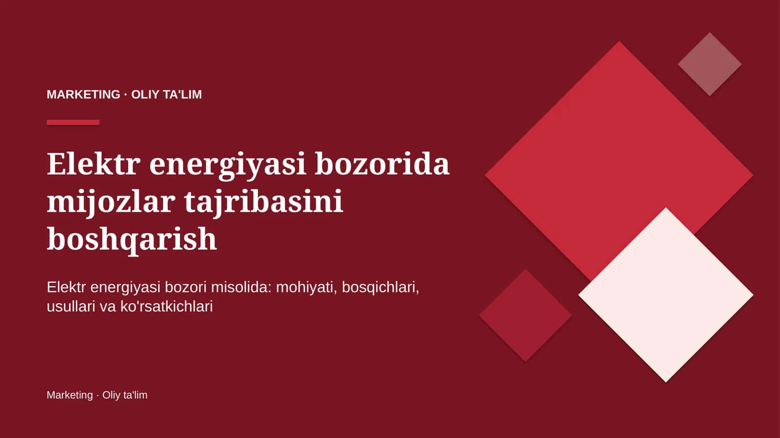 elektr energiyasi bozorida mijozlar tajribasini boshqarish 8332