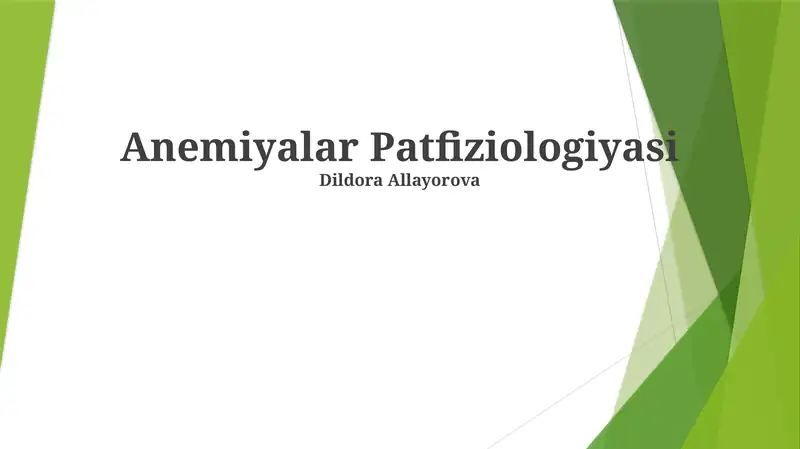 Anemiyalar Patfiziologiyasi