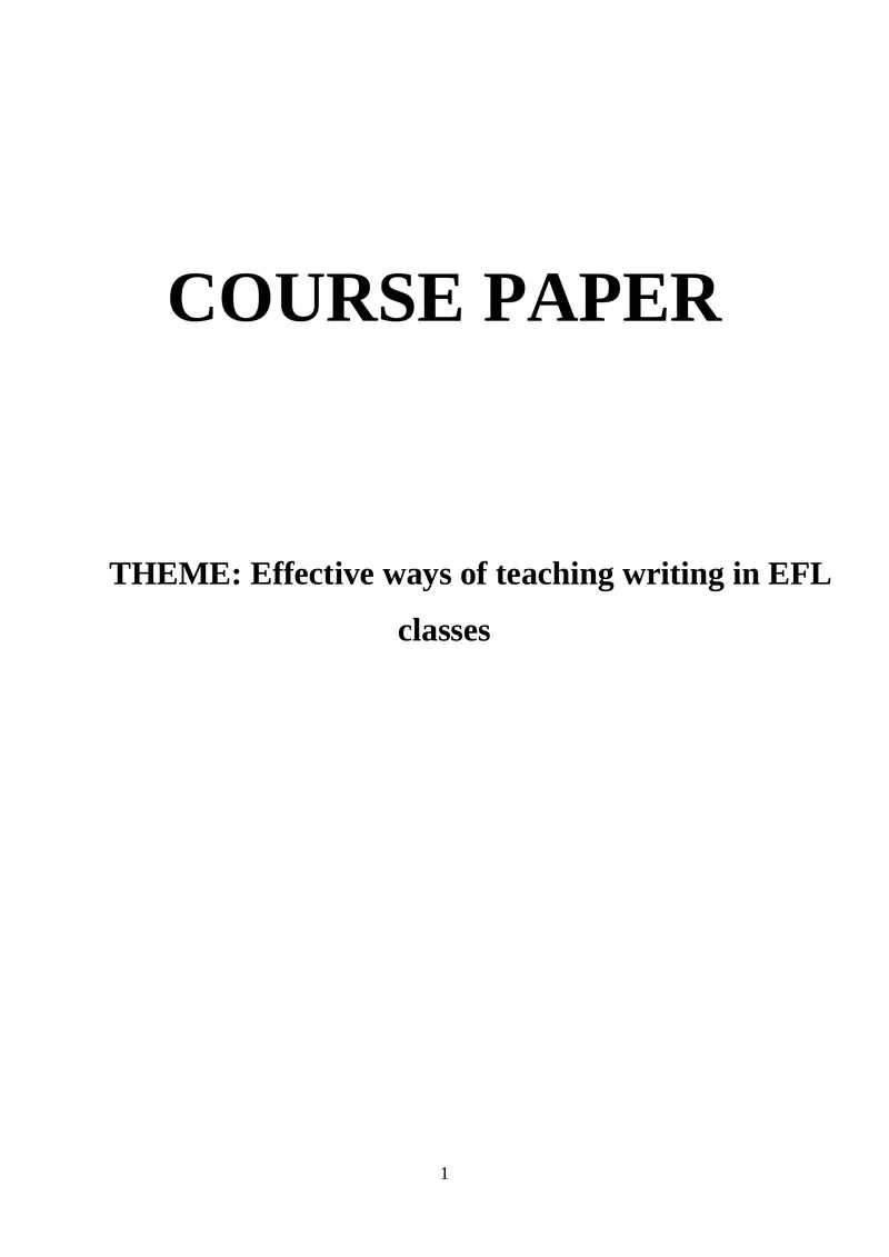 Effective ways of teaching writing in EFL classes